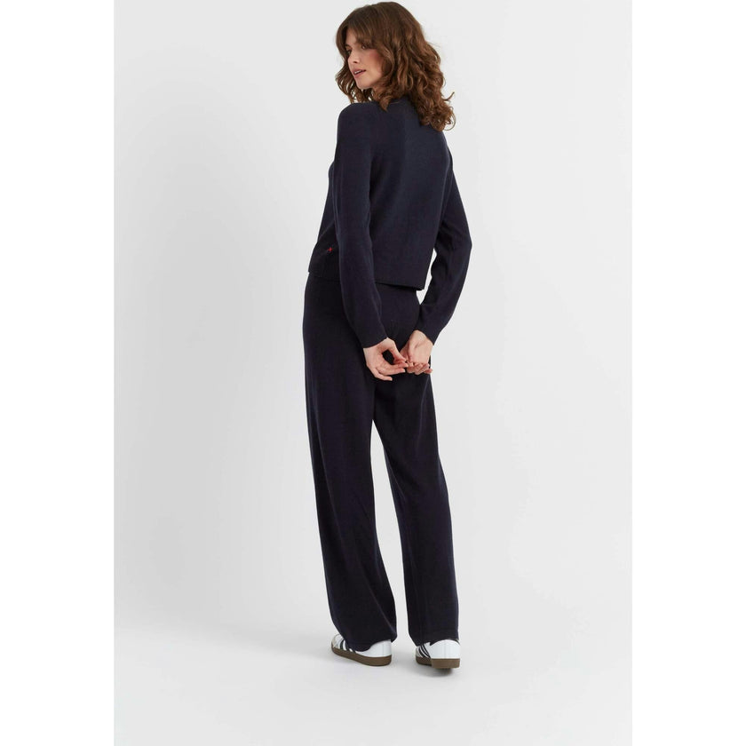 Wool Cashmere Blend Crew Neck Cropped Cardigan