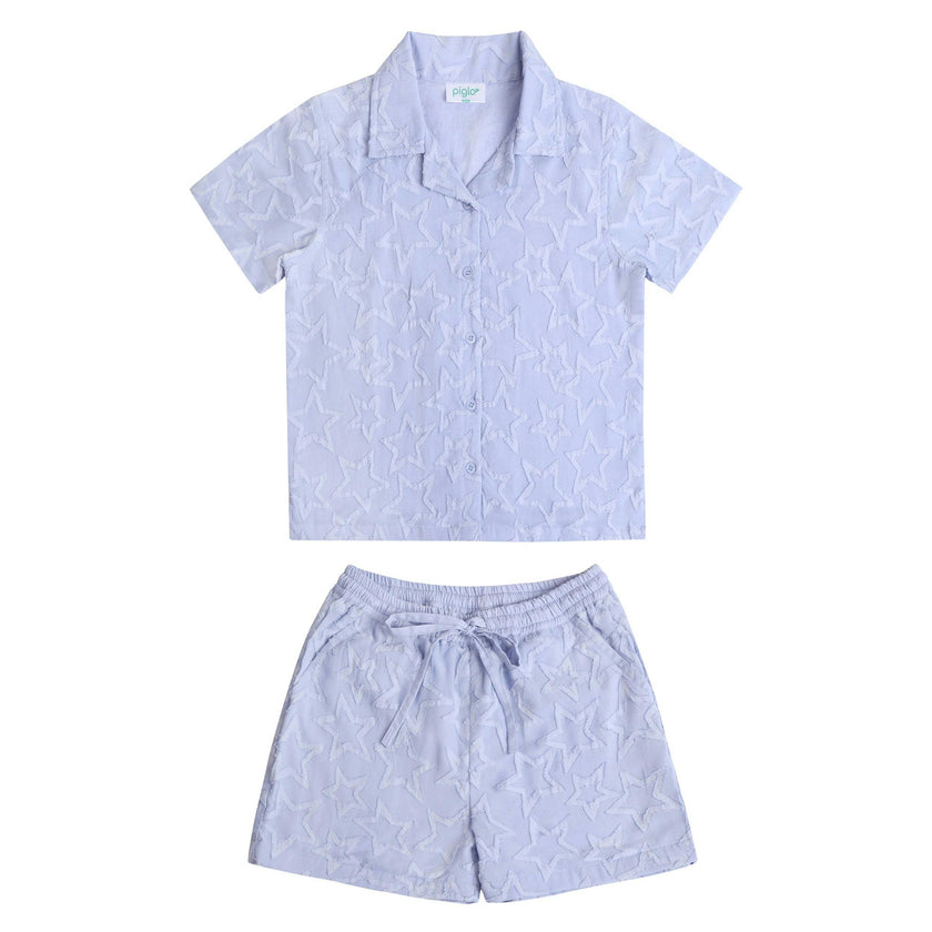 Blue Stars Shirt and Bermuda Shorts Set