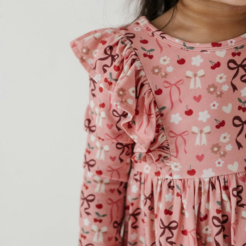 Girl's Long Sleeve Ruffle Dress