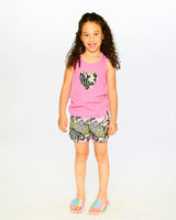 Organic Cotton Jersey Tank Top Pink With Screen Print