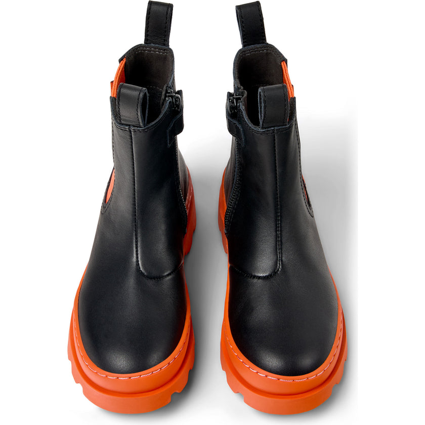 Kids Brutus Urban Style 360 Degree Stitched Boots, Black
