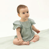 Solid Muslin Jadeite - V-Neck Bubble