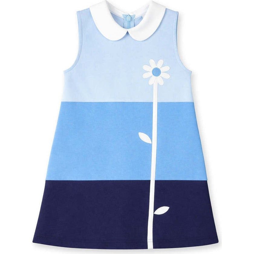 Colorblock Knit Dress With Flower