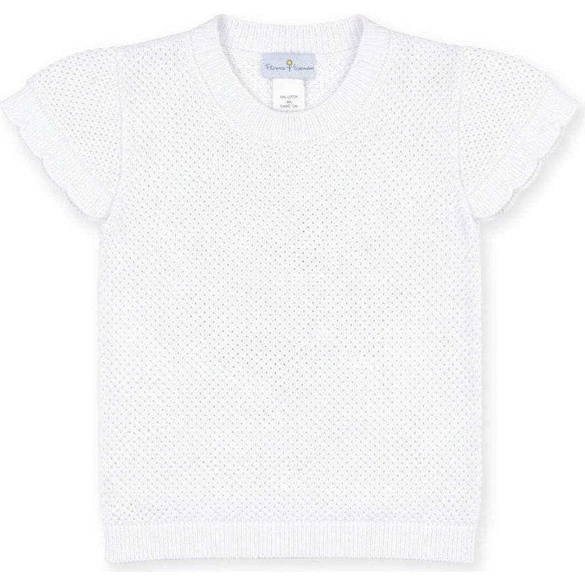 Short Sleeve Sweater with Scallop Edges