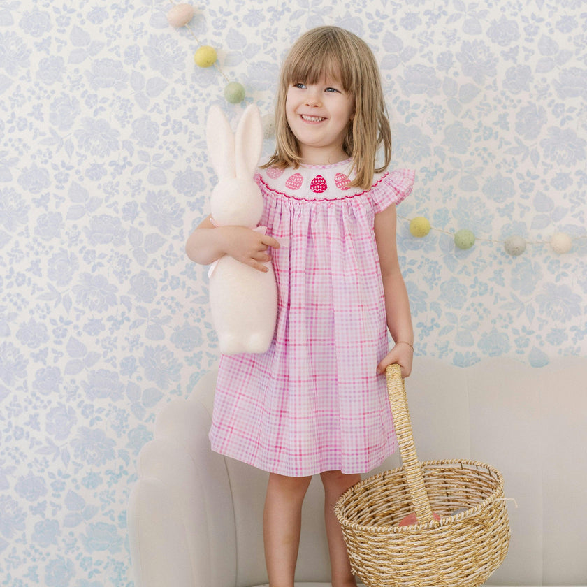 Pink Easter Egg Smocked Dress