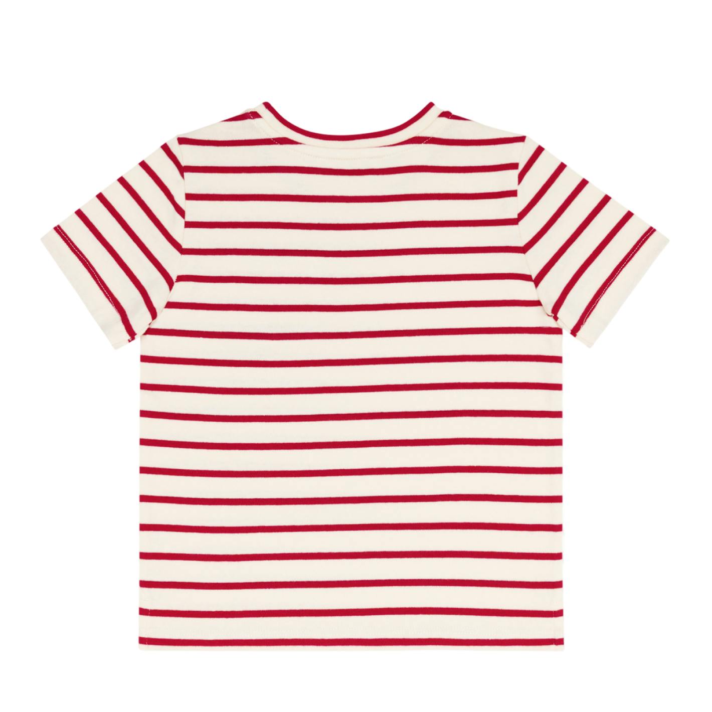 unisex cream and red stripe boatneck tee