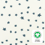 Mini Crib Sheet in GOTS Certified Organic Brushed Cotton in Ivory with Navy Stars