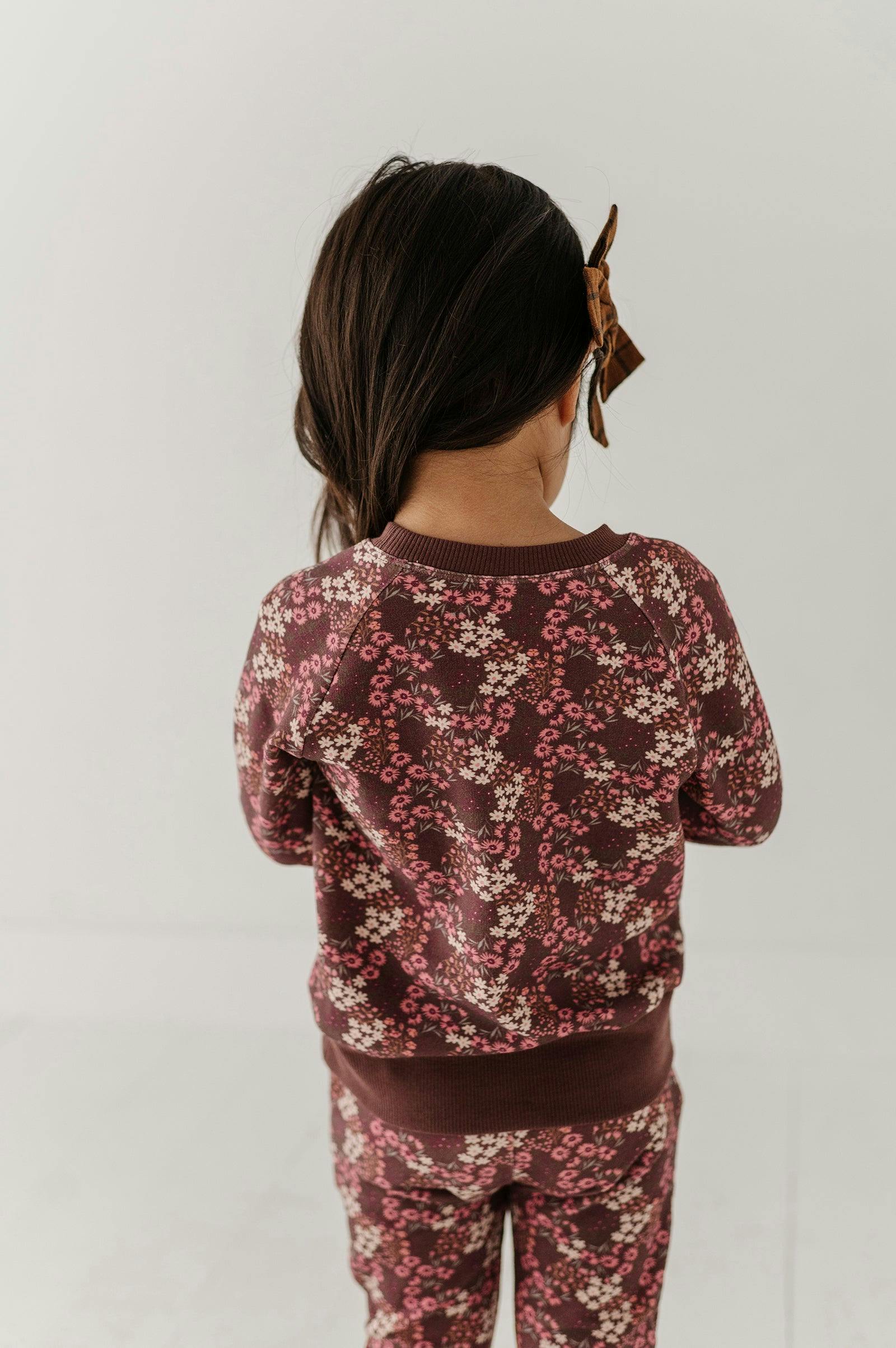 Girls Fleece Sweatshirt in Cluster Garden Floral