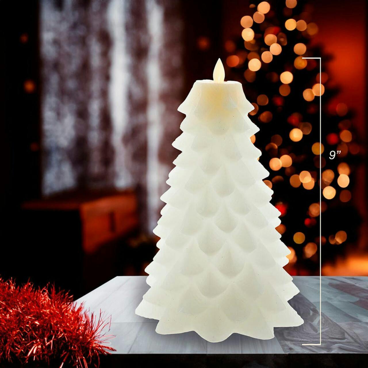 Kurt Adler 9-Inch Battery Operated White Christmas Tree Candle with LED Flicker Flame