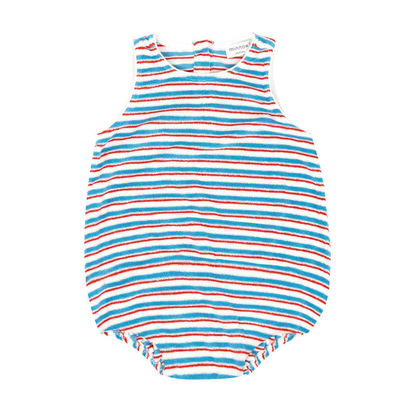 baby jetty stripe french terry bubble romper