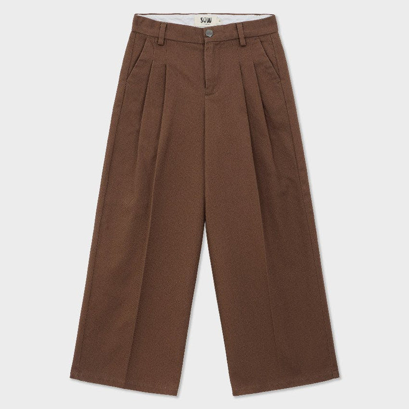 Organic Cotton Wide Leg Double Pleated Pant