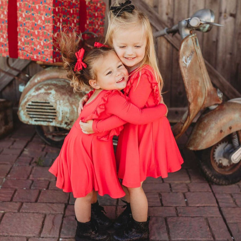 Long Sleeve Ruffle Twirl Dress