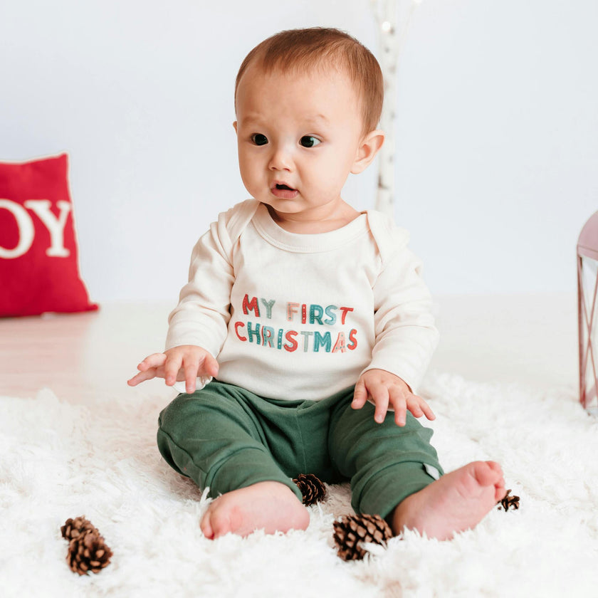 graphic bodysuit | my first christmas (long sleeve)