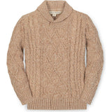 Organic Long Sleeve Shawl Collar Cable Sweater, Beige