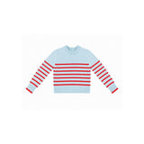 Light Blue Berry Striped Cotton Sweater