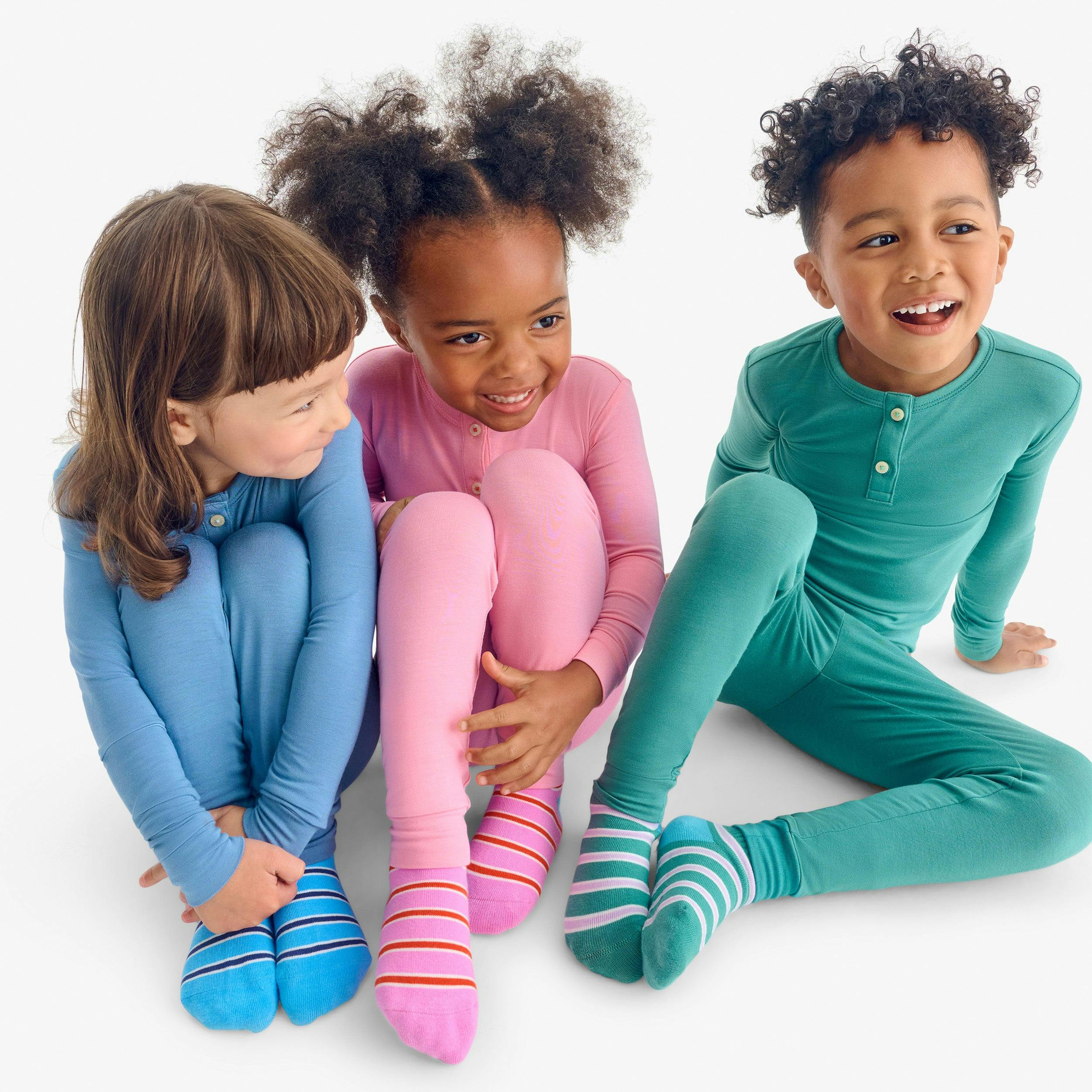 Kids stretch modal long sleeve henley PJ top