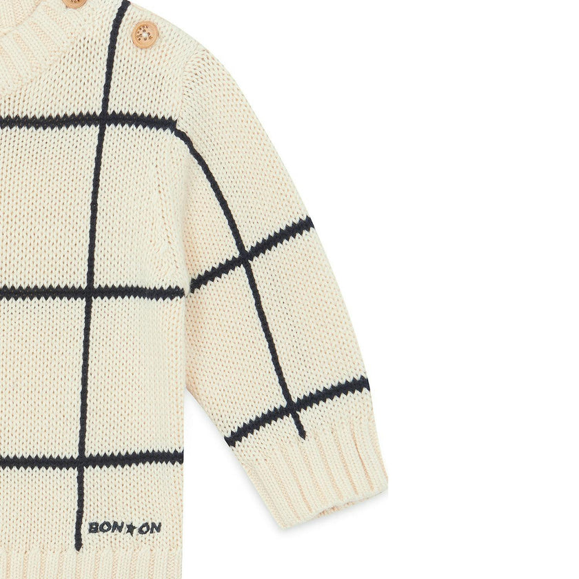 BONTON Windowpane Misty Baby Sweater