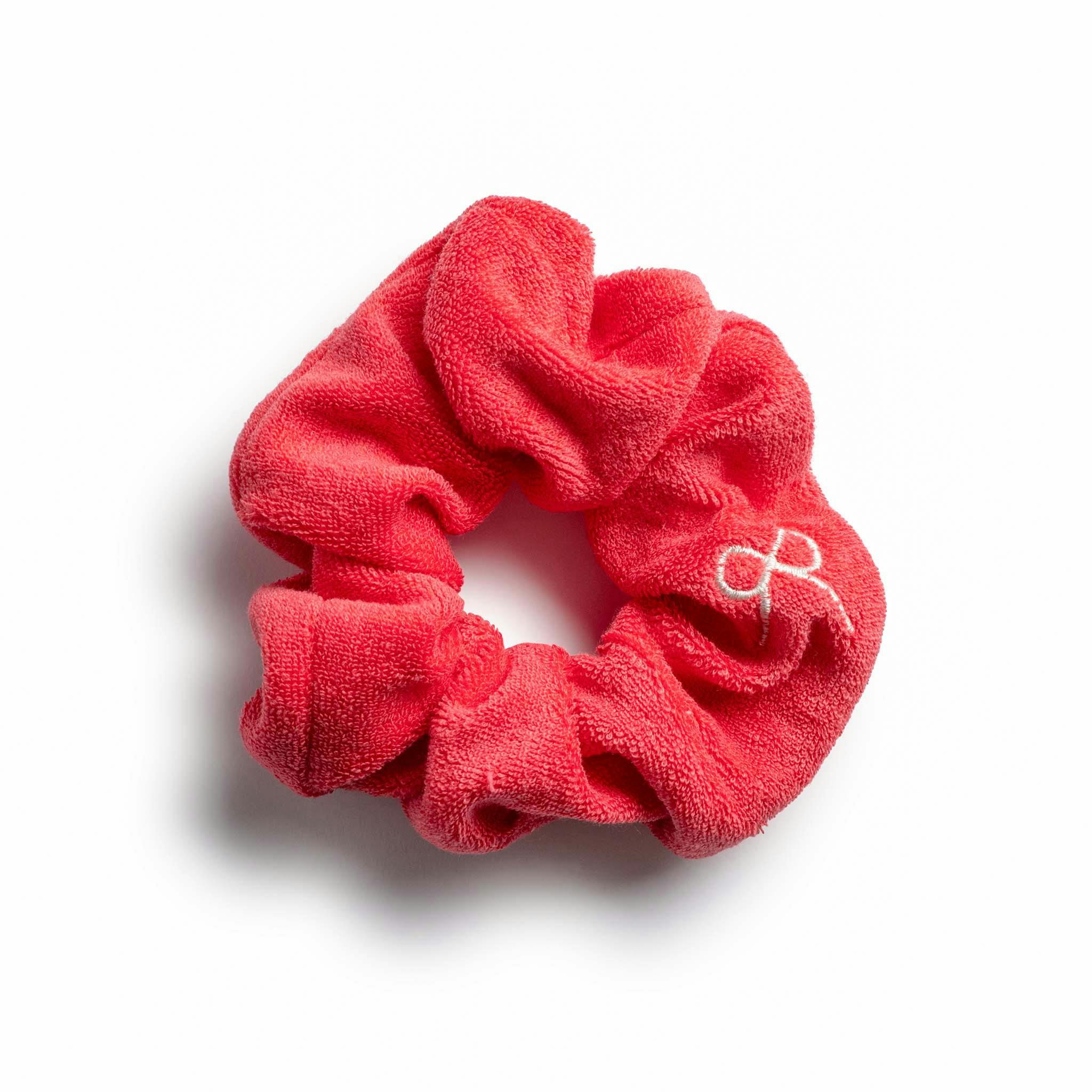 Halo Luxe Signature Terry Logo Scrunchie - Strawberry