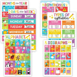 16-Piece Colorful Prek & Kindergarten Posters & 9-Piece Phonics & Vowels Posters