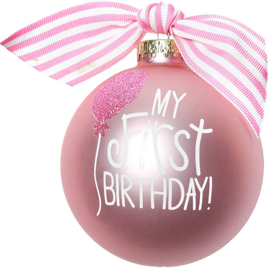 My First Birthday Girl Glass Ornament