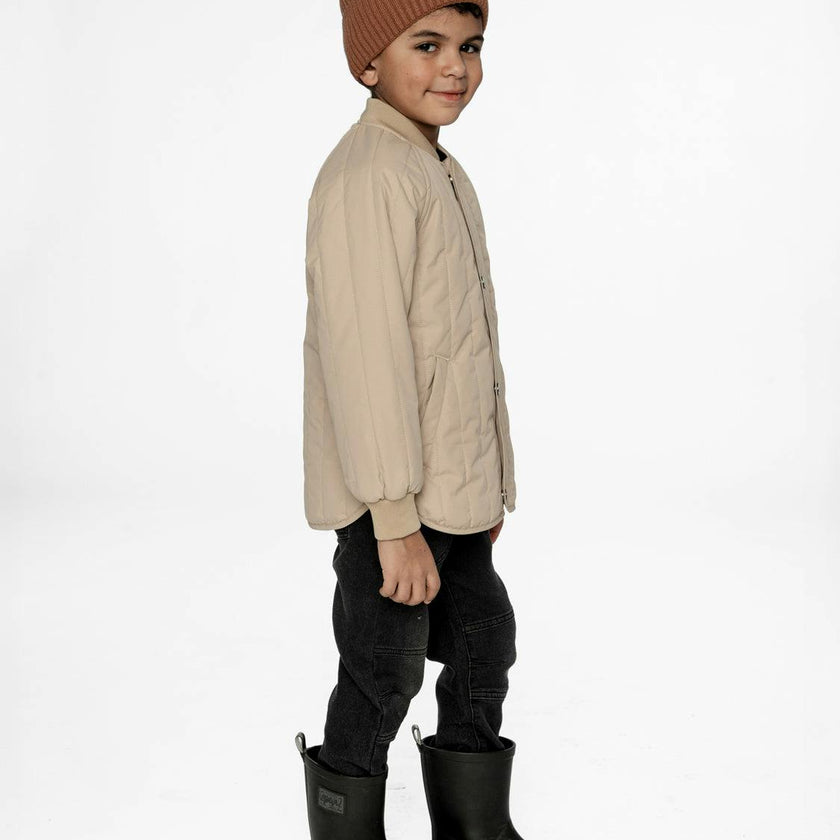 Quilted Raglan Sleeve Jacket Beige