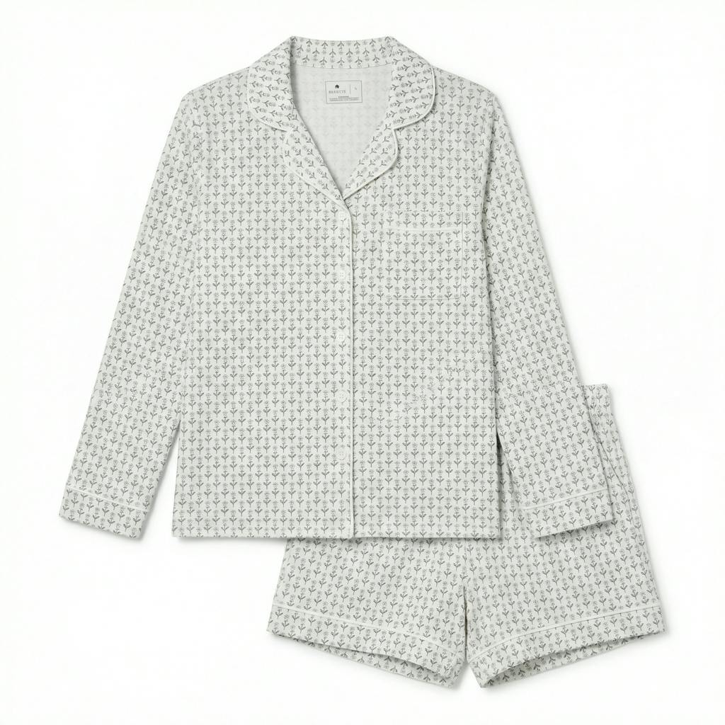 Lavender Lane Long Sleeve & Shorts Bamboo Women's Pajama Set