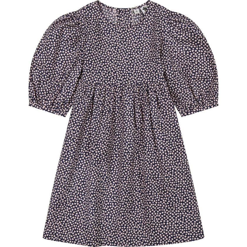 Nellie Girls Mini Hearts Print Empire Waist Dress, Pink