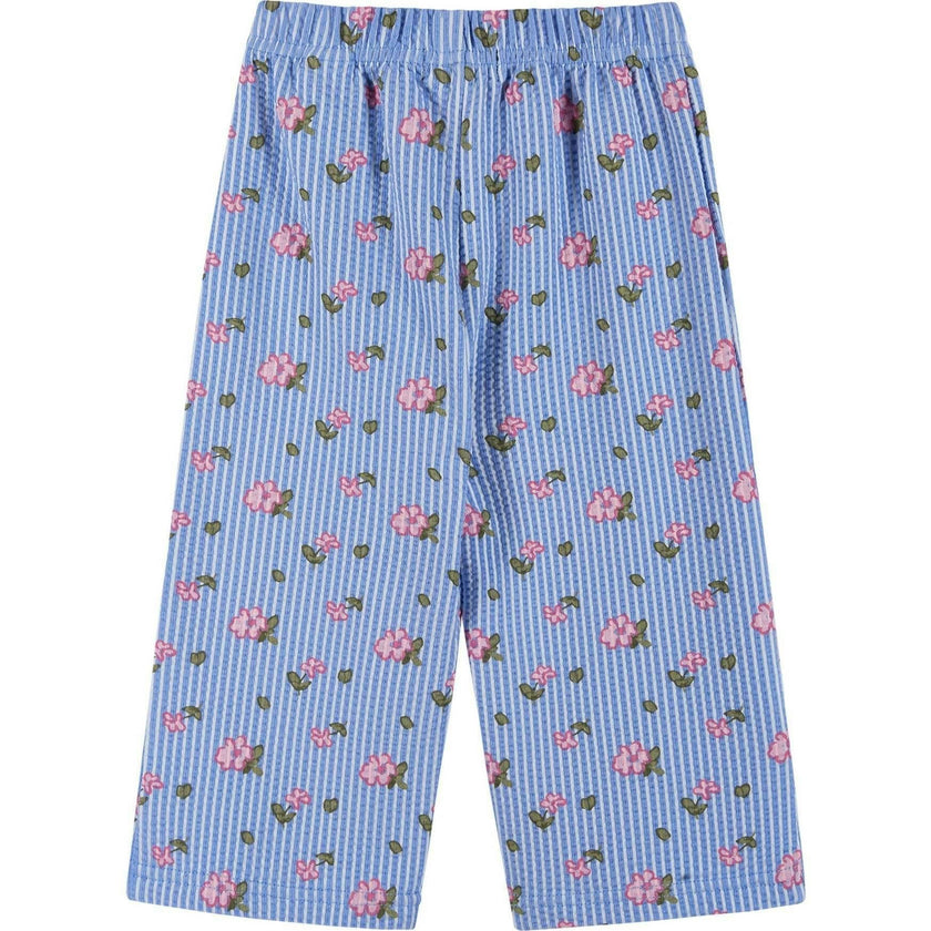 Infant Girls Knit Seersucker Top & Pant Set | Blue Floral
