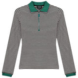 Stripped Ribbed Zipper Henley Tee