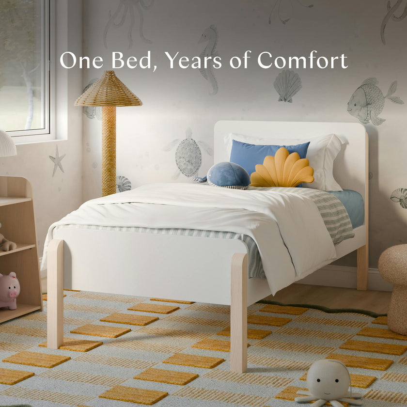 TipToe Twin Bed in White and Washed Natural