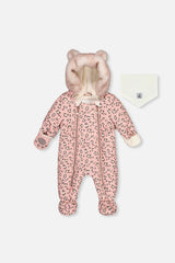Baby One Piece Snowsuit For Car Seats Rose Leopard Print