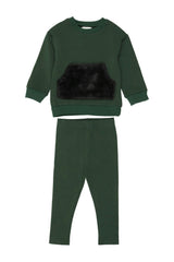Unisex Couture Contrast Front Pocket Sweater & Pant 2-Piece Set
