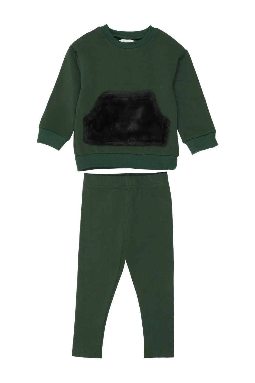 Unisex Couture Contrast Front Pocket Sweater & Pant 2-Piece Set