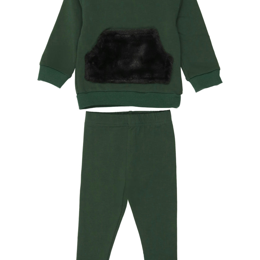 Unisex Couture Contrast Front Pocket Sweater & Pant 2-Piece Set