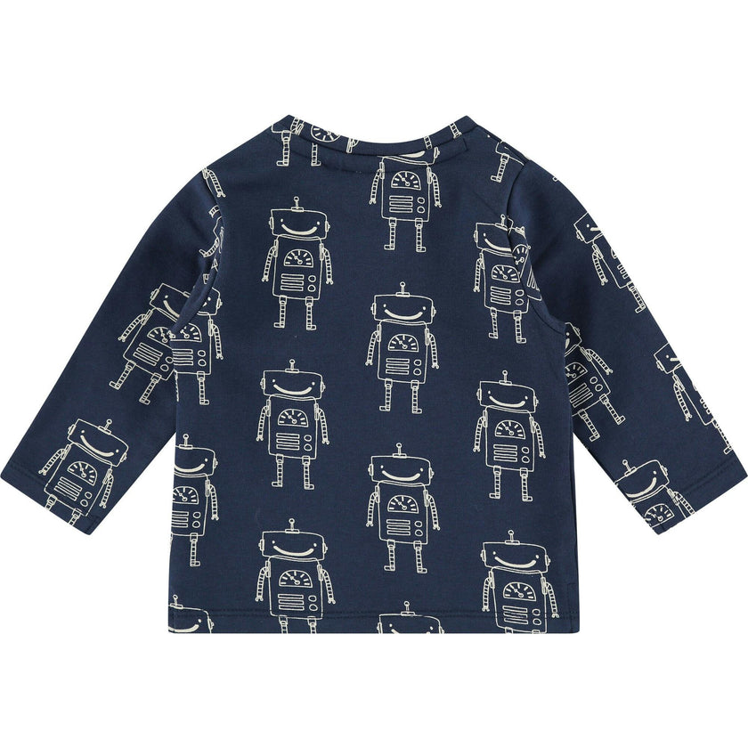 Allover Robot Print Long Sleeve T-Shirt