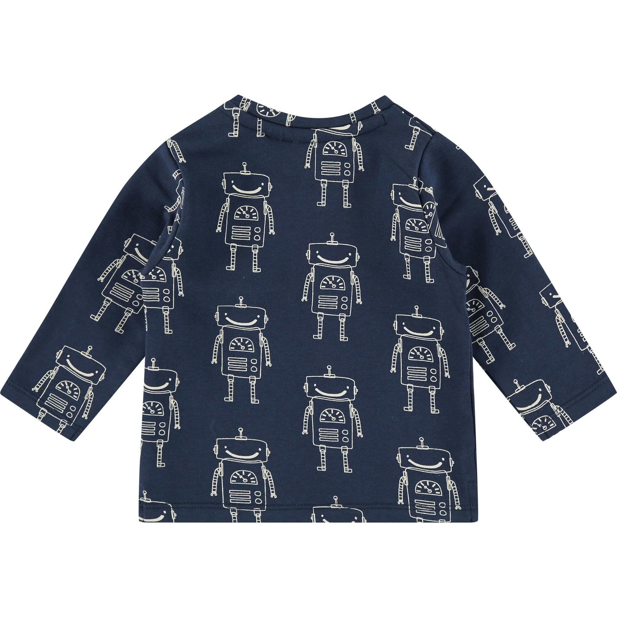 Allover Robot Print Long Sleeve T-Shirt