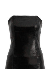 Black Cambria Satin Strapless Dress