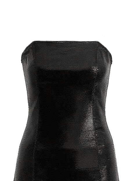 Black Cambria Satin Strapless Dress