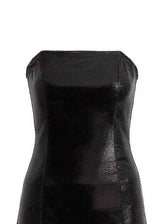 Black Cambria Satin Strapless Dress