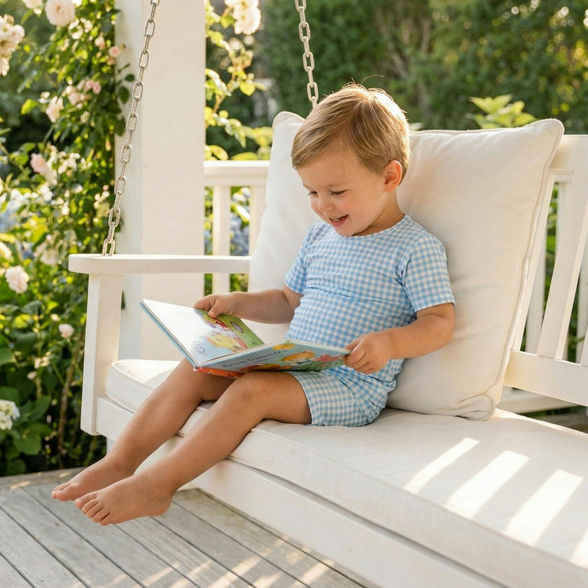 Harbor Gingham Short Sleeve & Shorts Bamboo Toddler Pajama Set