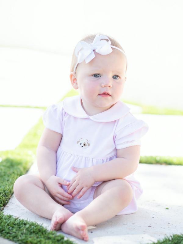 Spotted Girl Puppy Pima Bubble | Lt Pink Mini Stripe