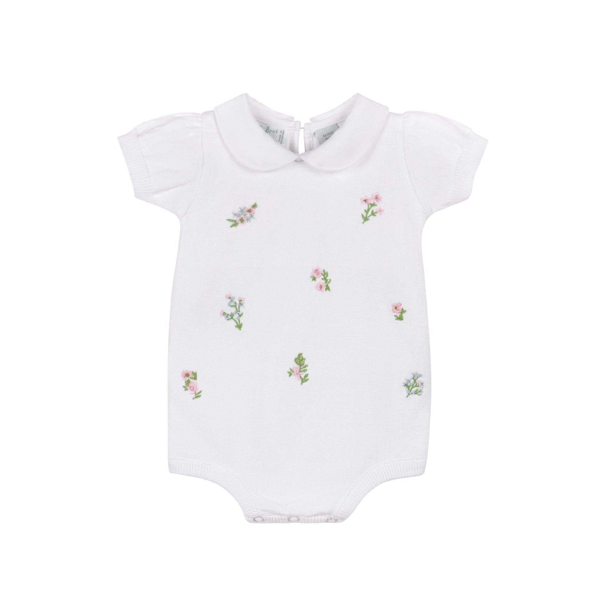 Girls Embroidered Garden Knit Romper