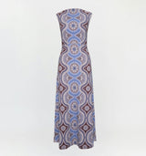 The Sloane Dress - Brown Cobalt Medallion