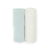 Stretch Knit Swaddle Blanket 2 Pack - Frost Green