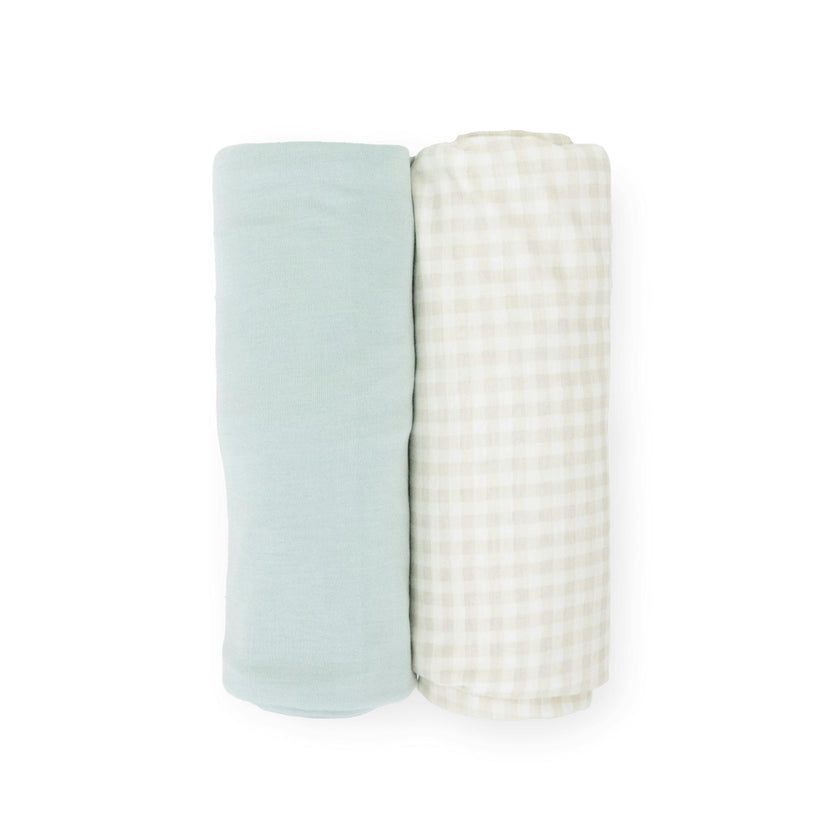Stretch Knit Swaddle Blanket 2 Pack - Frost Green