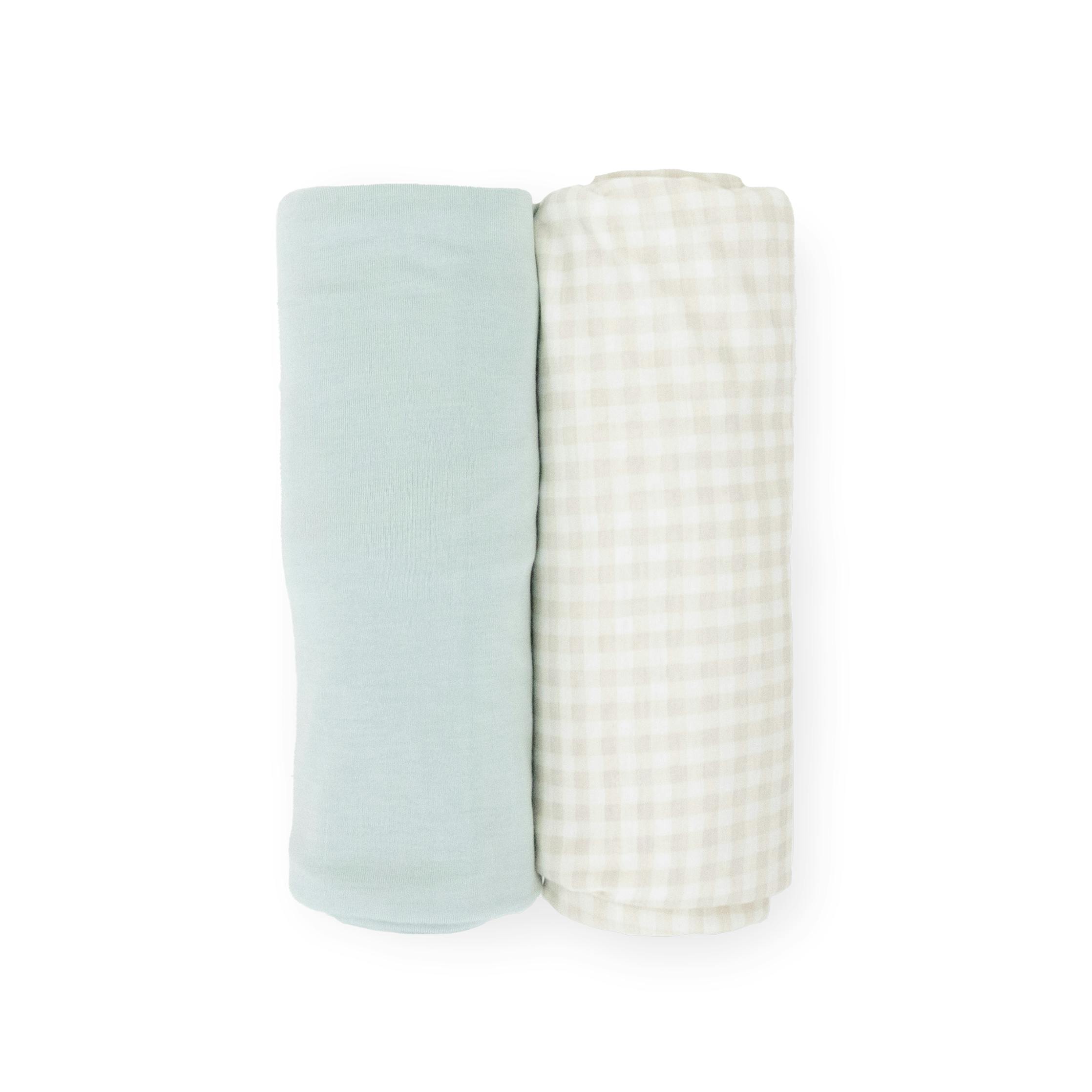 Stretch Knit Swaddle Blanket 2 Pack - Frost Green