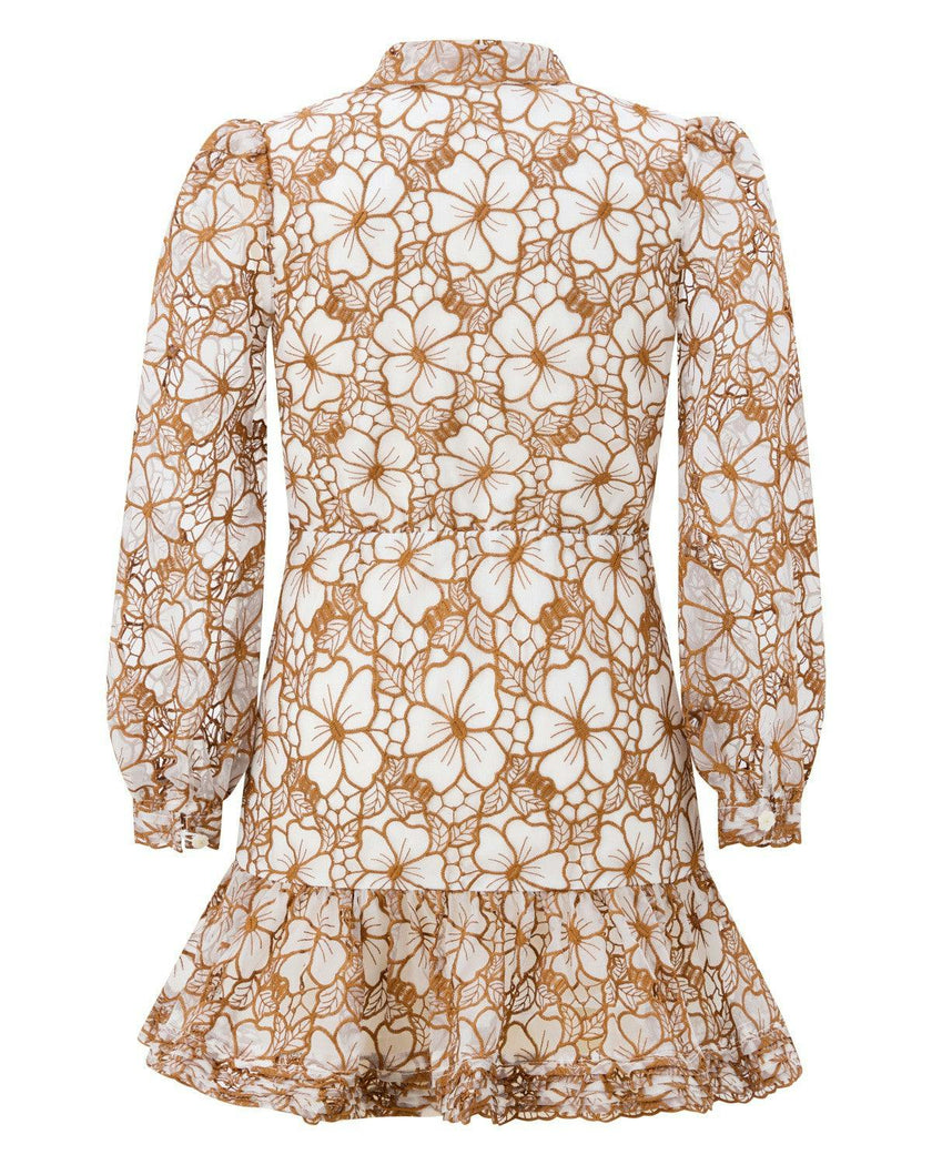Chelsea Cotton Embroidered Dress, Tan