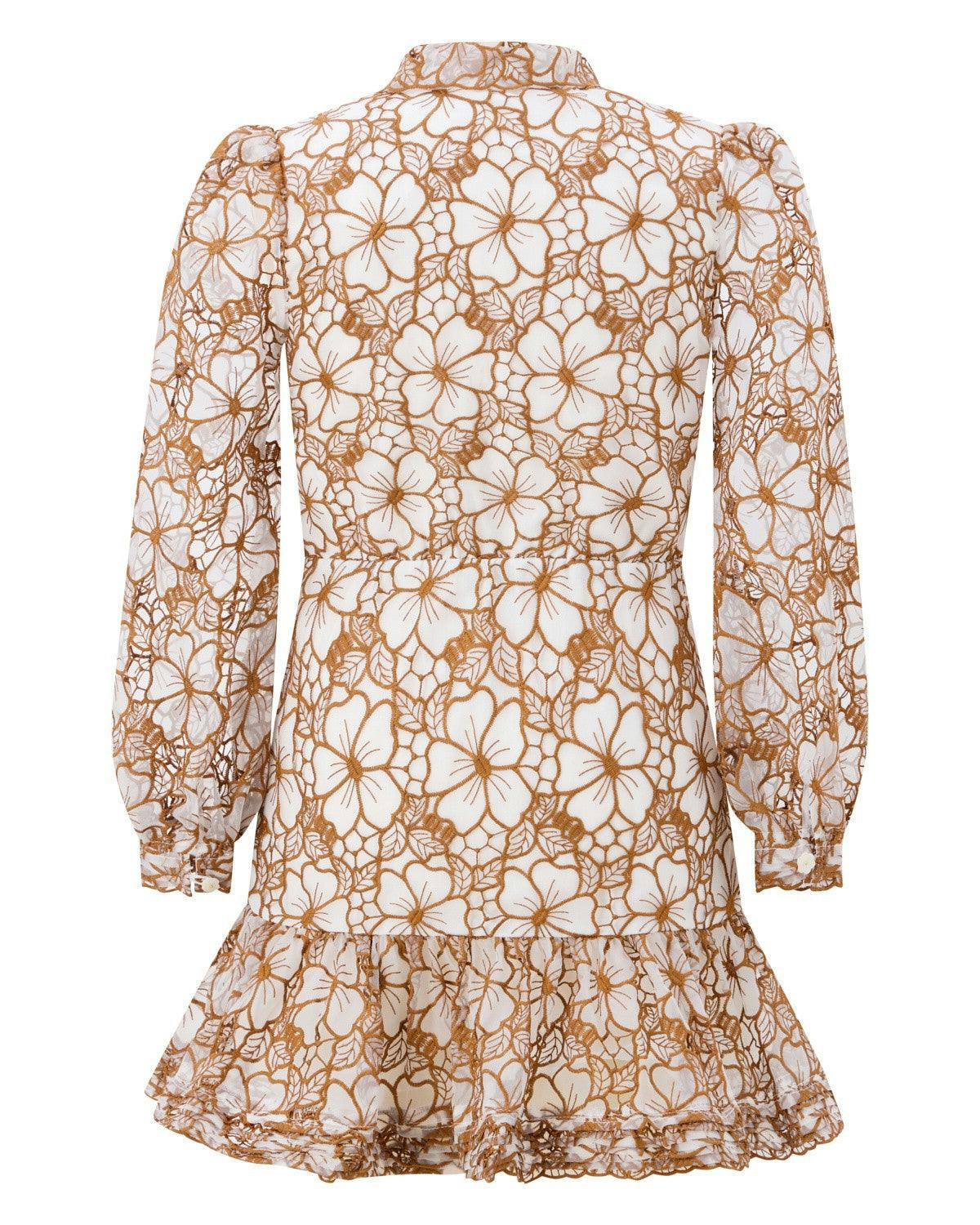 Chelsea Cotton Embroidered Dress, Tan