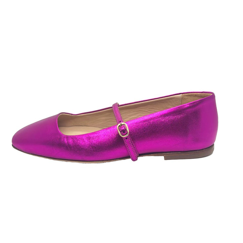 Hilda Mary Jane Ballet flats - Metallic Fuchsia