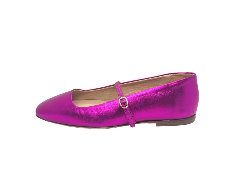Hilda Mary Jane Ballet flats - Metallic Fuchsia